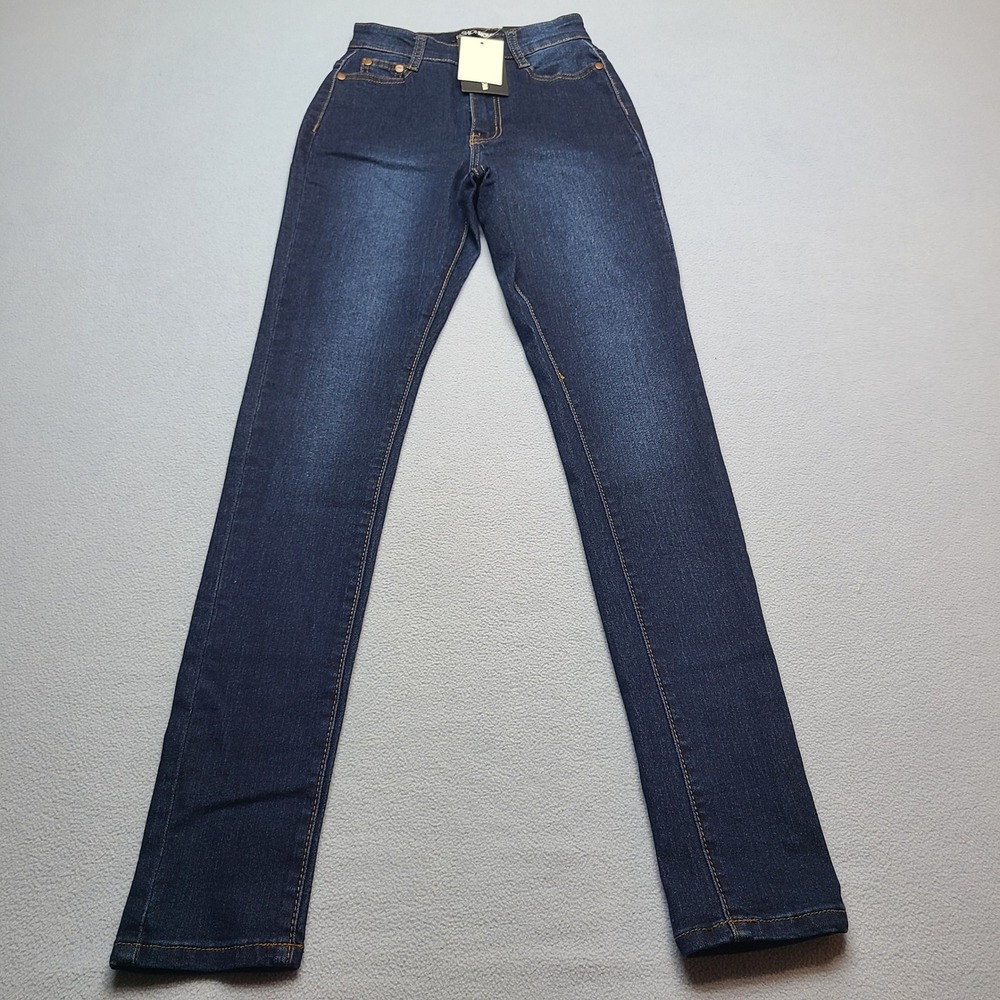 Fashion Nova Skinny Jeans Women 3/4 Blue New High Rise Dark Wash Stretch Denim